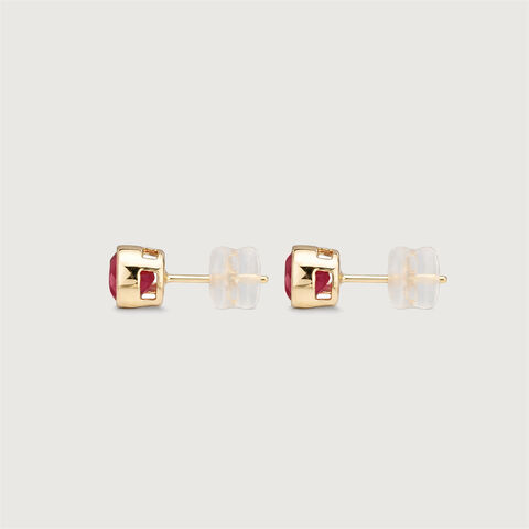 Modern Refined Ruby Gold Stud Earrings