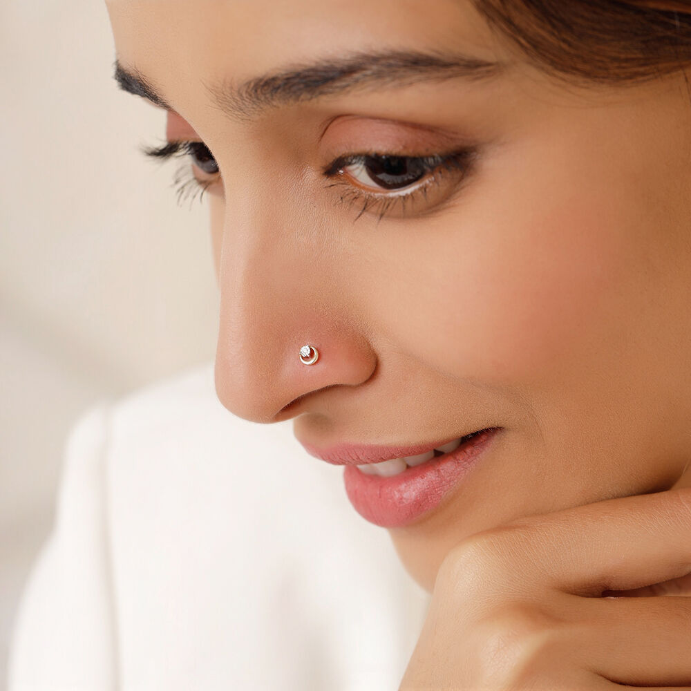 Silver Fake Nose Ring Hoop 24G - Beaded Faux Nose Ring - Jolliz