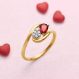14 KT Yellow Gold Toi et Moi Diamond and Red Garnet Ring,,hi-res view 1