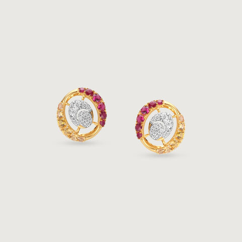 Sunrise Aura Sapphires & Diamond Stud Earrings