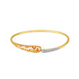 14kt Yellow Gold Diamond Bangle With Pink Enamel And Openwork,,hi-res view 1