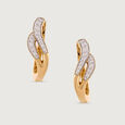 Sleek Chic Gold & Diamond Hoop Earrings,,hi-res view 3