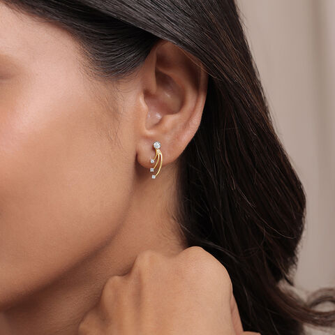 Cosmic Glam 14 Kt Gold and Diamond Stud Earrings