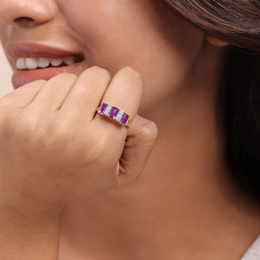 Buy Twilight Mix 14KT Diamond Amethyst Finger Ring Online Mia by Tanishq