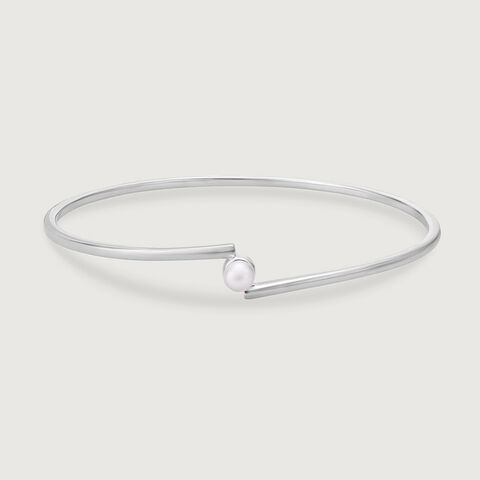 Minimal Glow Pearl Silver Bangle