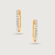 Dazzling Square Gold & Diamond Hoop Earrings,,hi-res view 3