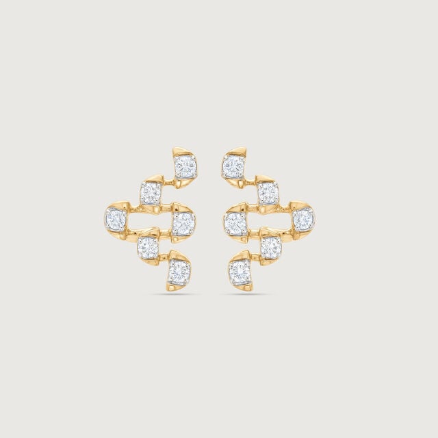 Linked Balance Diamond Stud Earrings,,hi-res image number null