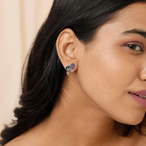 Serenade Sparkles  14KT London Blue Topaz Stud Earrings