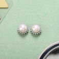 Shimmering Pearl Silver Stud Earrings,,hi-res view 1