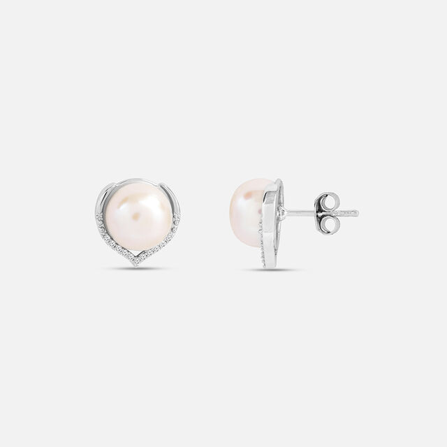 Sparkling Pearl Silver Drop Earrings,,hi-res image number null