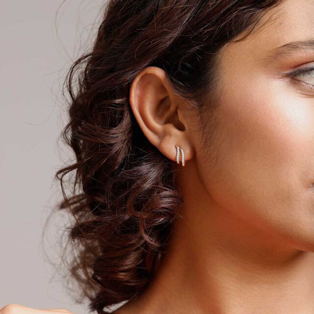Gleaming Twist Diamond Hoop Earrings,,hi-res image number null