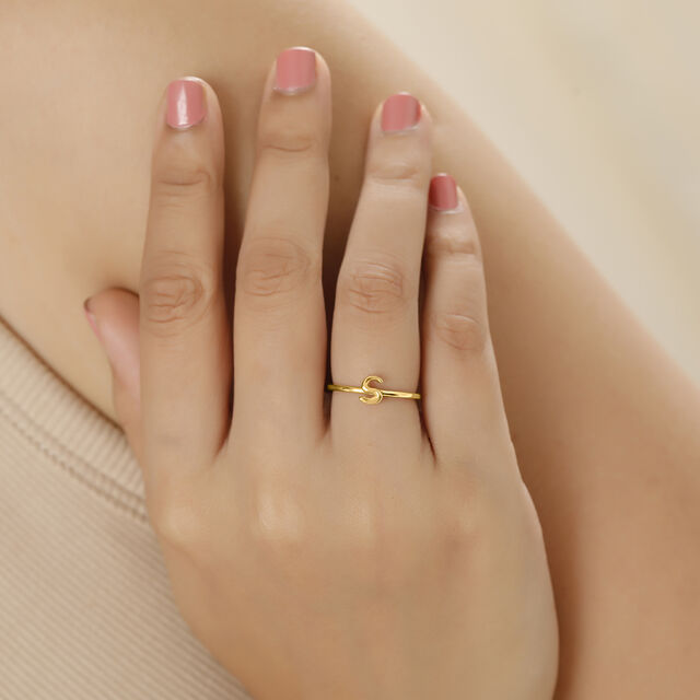 Letter S 14KT Yellow Gold Initial Ring,,hi-res view 2