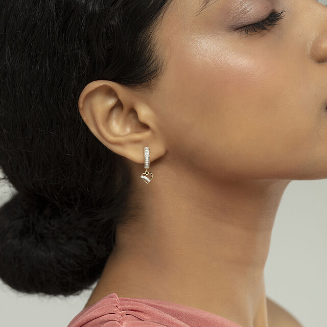 Heart Glow Gold & Diamond Hoop Earrings,,hi-res image number null