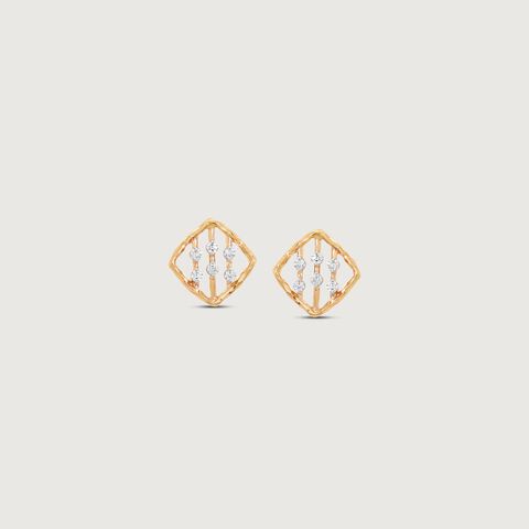 Radiant Grid Diamond Stud Earrings