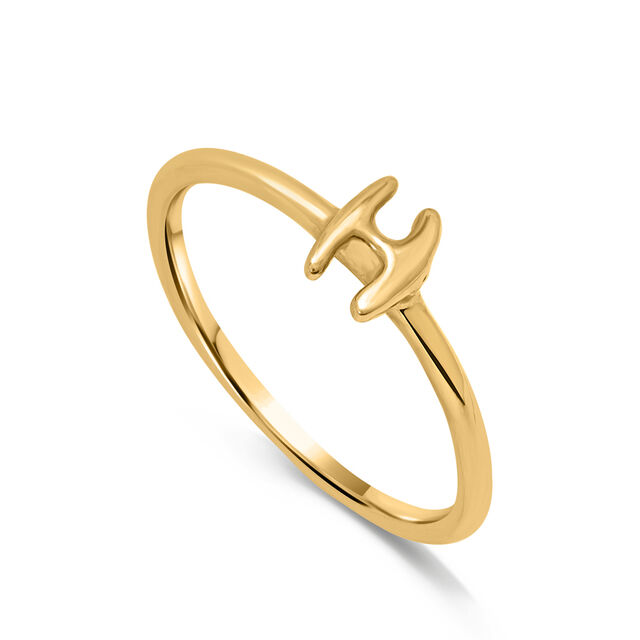 Letter H 14KT Yellow Gold Initial Ring,,hi-res image number null