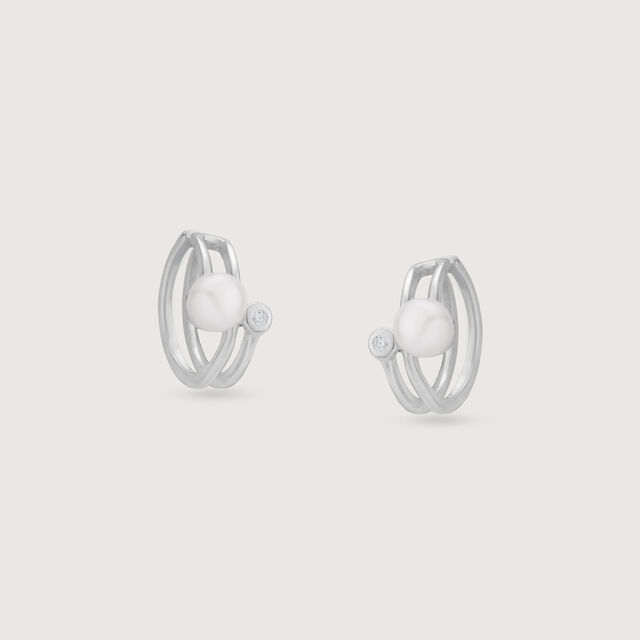 Twirl Pop Silver Hoop Earrings,,hi-res image number null