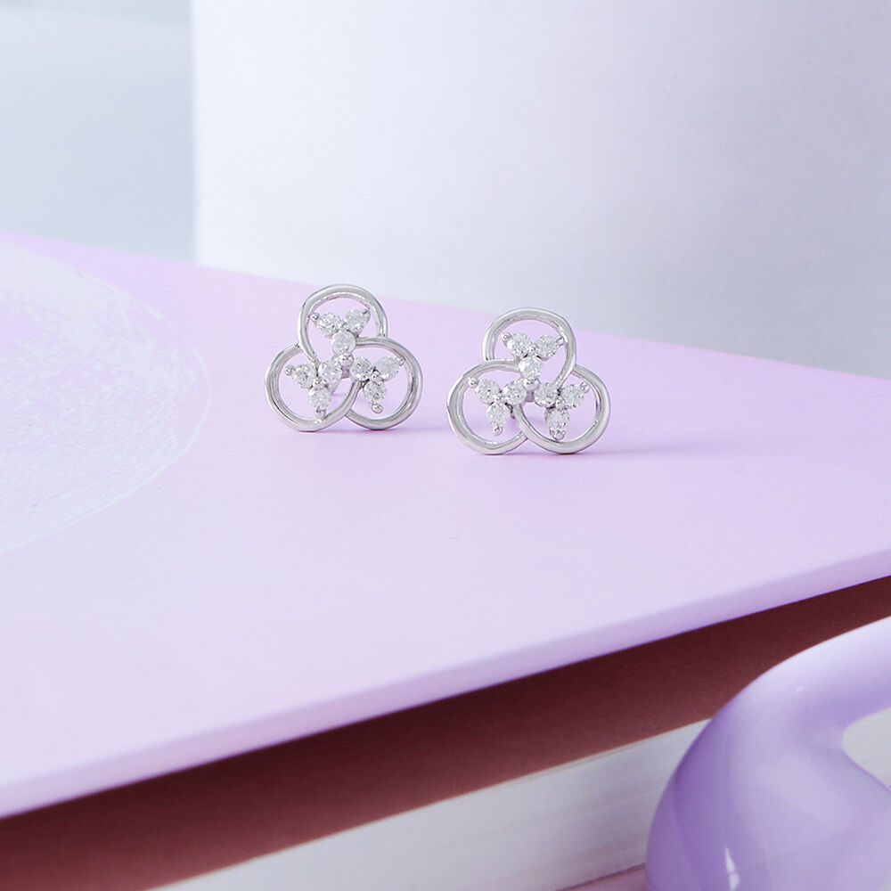 Buy Trinity Of Blossoms Silver Stud Earrings Online | Mia by