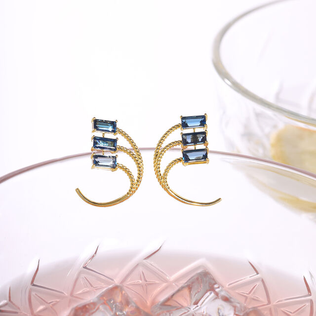 Azure 14KT London Blue Topaz Hoop Earrings,,hi-res image number null