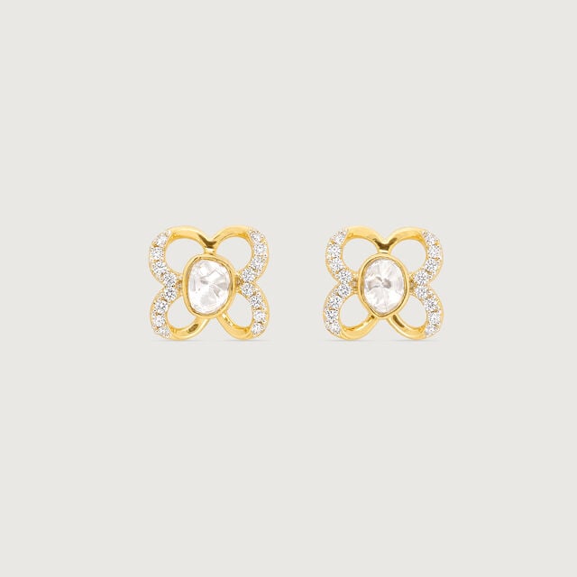 Blooming Grace Polki Diamond Stud Earrings,,hi-res image number null