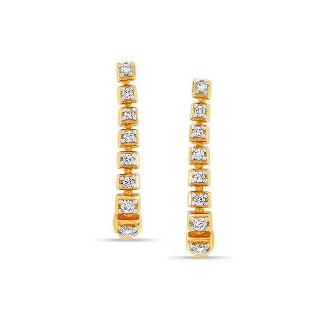 14kt Yellow Gold Diamond Hoop Earrings,,hi-res image number null