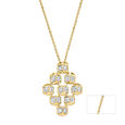 14 KT Yellow Gold Cubic Pendant With Chain,,hi-res view 1