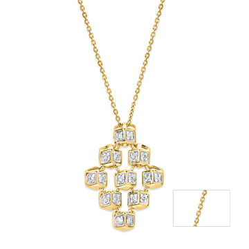 14 KT Yellow Gold Cubic Pendant With Chain