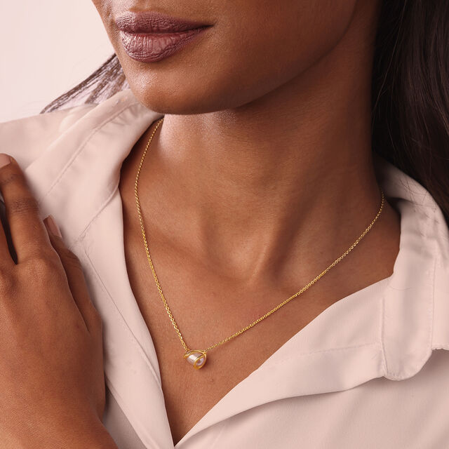 Graceful Allure 14 Kt Gold & Pearl Necklace,,hi-res image number null