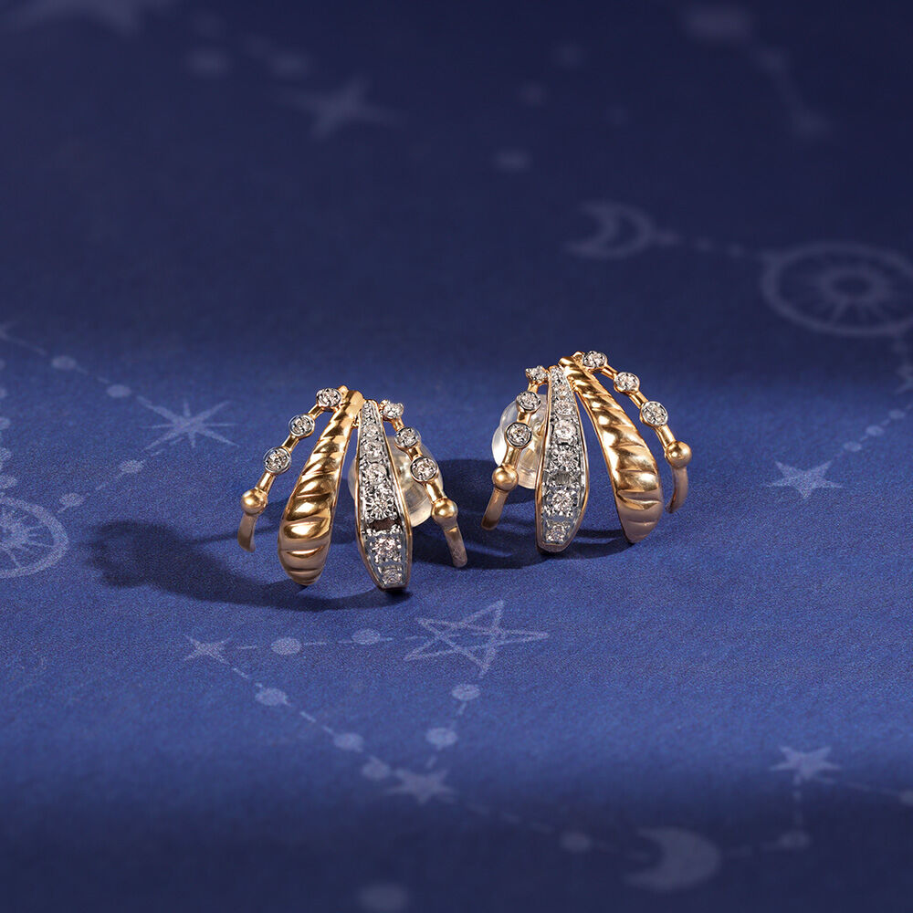 Sublime Single Stone Gold and Diamond Stud Earrings