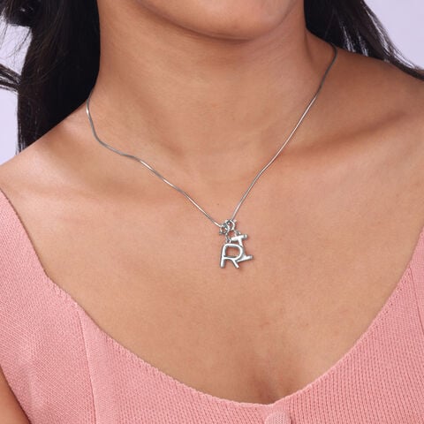 Bold Initial R Silver Charm