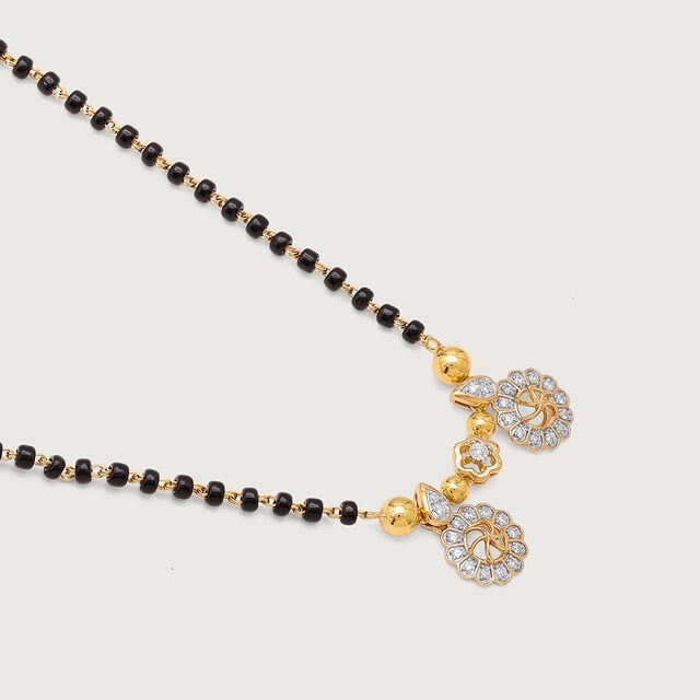 Floral Delight 18 Kt Gold and Diamond Vati Mangalsutra,,hi-res image number null