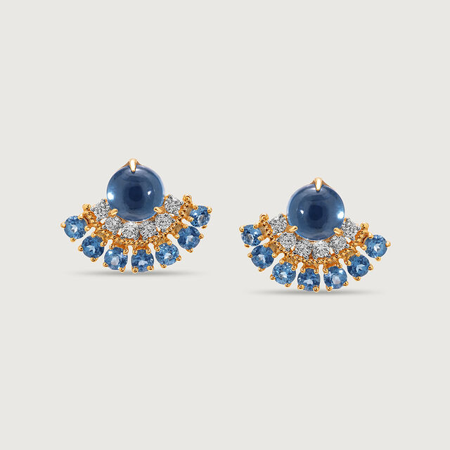 Bubbly Bliss 14KT Diamond & London Blue Topaz Stud Earrings,,hi-res image number null