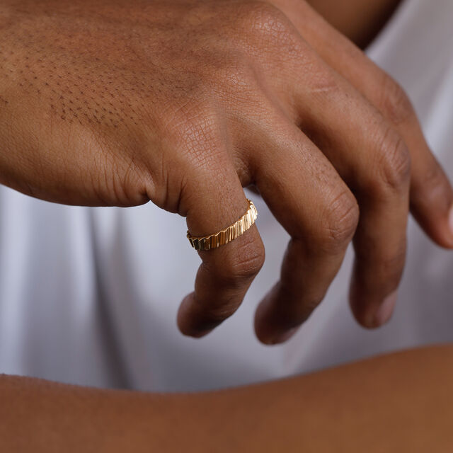 Edgy Grooved Gold Ring,,hi-res image number null