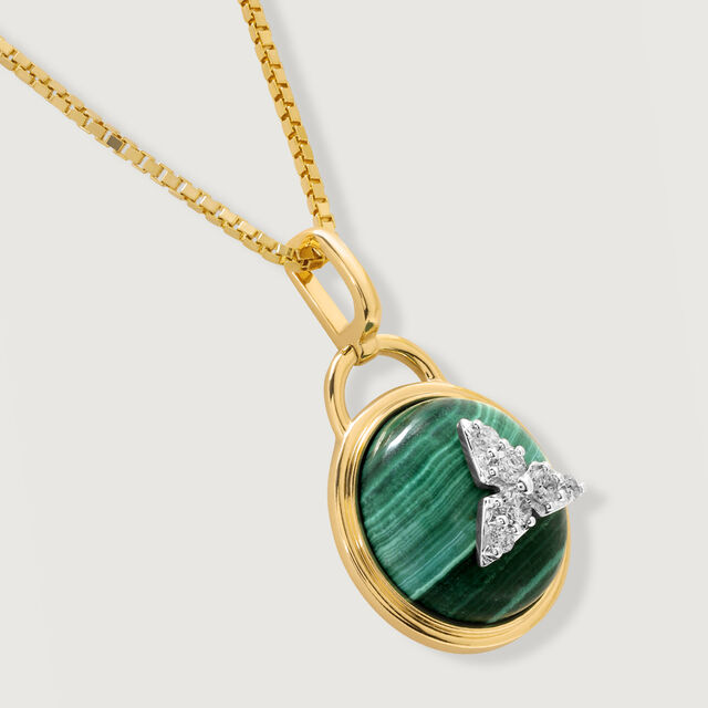 Green Goddess 14KT Diamond and Malachite Pedant,,hi-res view 4