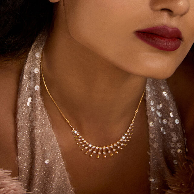 Retro Diva Gold & Diamond Necklace,,hi-res image number null