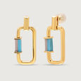 Twinkle Tango 18KT Arizona Turquoise Hoop Drop Earrings,,hi-res view 5