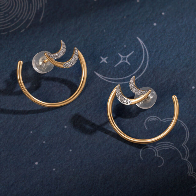 Crescent Charisma 14KT Diamond Stud Earrings,,hi-res image number null