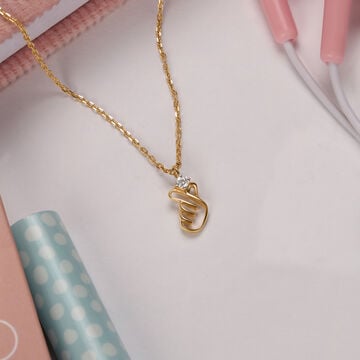 Korean Heart 14KT Yellow Gold Pendant with Chain