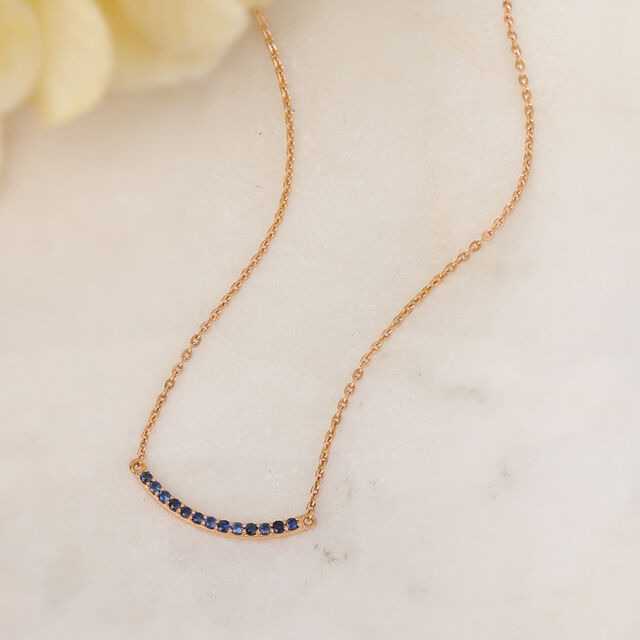 Ethereal Horizon 18KT Gold & Sapphire Pendant with Chain,,hi-res image number null