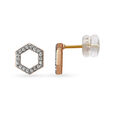 14KT White and Rose Gold Diamond Stud Earrings,,hi-res view 2