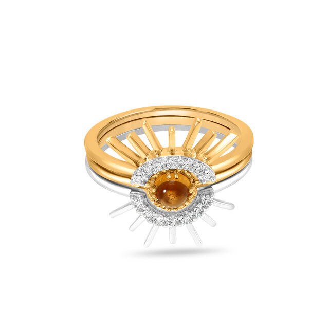 14KT Yellow And White Gold Detachable Rising Sun Diamond Ring,,hi-res view 2