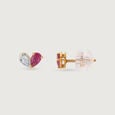Twin Flame Ruby & Diamond Stud Earrings,,hi-res view 4