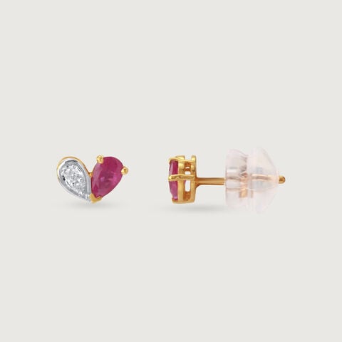 Twin Flame Ruby & Diamond Stud Earrings