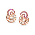 14 KT Rose Gold Circle Diamond Stud Earrings,,hi-res view 1
