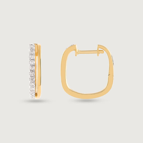 Dazzling Square Gold & Diamond Hoop Earrings