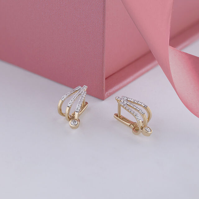 Layered Luxe Gold & Diamond Hoop Earrings,,hi-res image number null