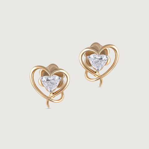 Enchanted Heart 14 kt Gold & Diamond Stud Earrings