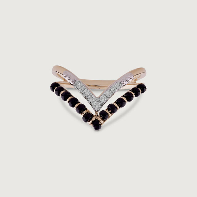 Chevron Onyx Gold & Diamond Finger Ring,,hi-res image number null