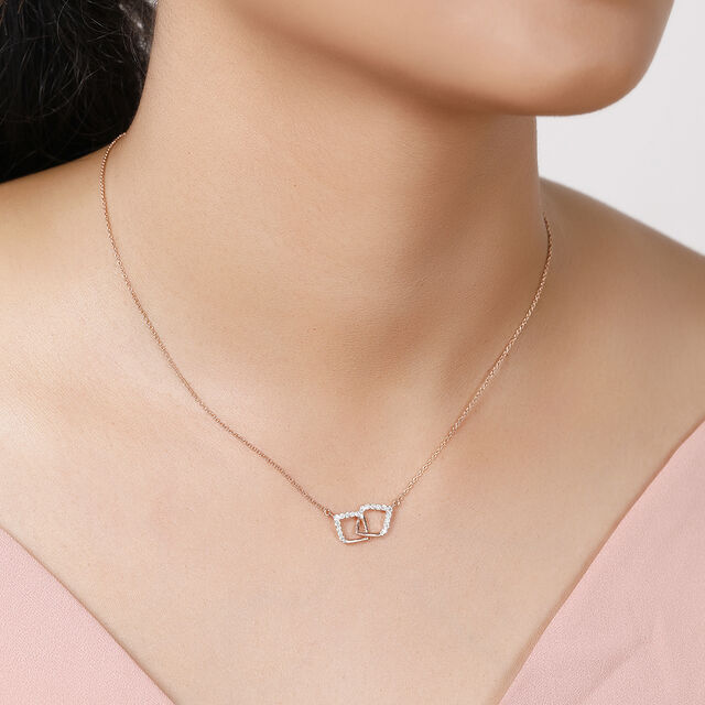 14KT Rose Gold An Intersection Of Beauty Diamond Necklace,,hi-res view 3