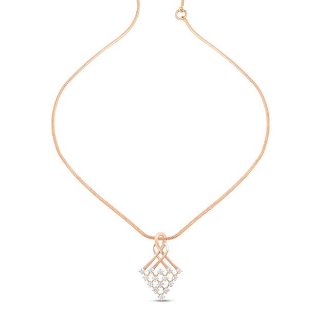 14kt Rose Gold Mesh Diamond Pendant,,hi-res image number null