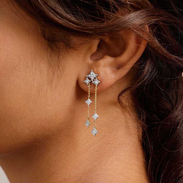 Starlit Cascade Diamond Drop Earrings,,hi-res image number null